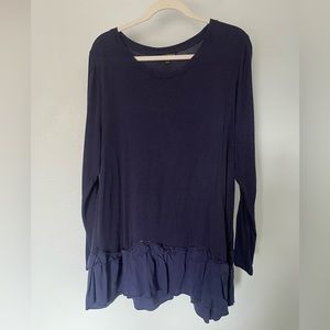 Lane Bryant plus size long blouse, 18/20, ruffles around the bottom